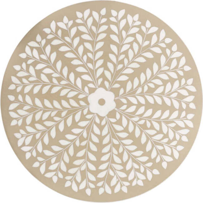 Nysha 25" Modern Bohemian Metal/Resin Inlay Top Pedestal Drink Table and Decorative End Table, Beige/White - Accent Tables - 7