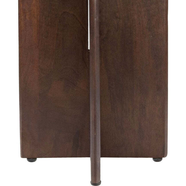 Naomi 18" Rustic Minimalist Marble/Wood X-Base Accent Table, White Marble/Walnut Wood - Accent Tables - 5