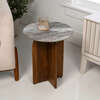 Naomi 18" Rustic Minimalist Marble/Wood X-Base Accent Table, White Marble/Honey Wood - Accent Tables - 2