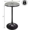 Nysha 25" Modern Bohemian Metal/Resin Inlay Top Pedestal Drink Table and Decorative End Table, Black/White - Accent Tables - 5