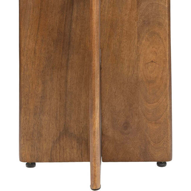 Naomi 18" Rustic Minimalist Marble/Wood X-Base Accent Table, White Marble/Honey Wood - Accent Tables - 5