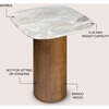 Milos 18" Rustic Minimalist Square Marble/Wood Accent Table, White Marble/Honey Wood - Accent Tables - 3