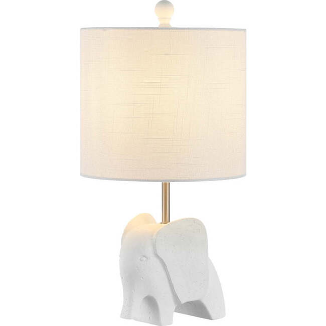 Koda 17.5" Eclectic Southwestern Resin/Iron Elephant LED Kids' Table Lamp, White