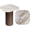 Milos 18" Rustic Minimalist Square Marble/Wood Accent Table, White Marble/Walnut Wood - Accent Tables - 1 - thumbnail