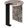 Lyra 20.66" Contemporary Natural Marble/Metal Handmade Round End Table, Ivory/Black - Accent Tables - 1 - thumbnail