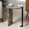 Lyra 20.66" Contemporary Natural Marble/Metal Handmade Round End Table, Ivory/Black - Accent Tables - 2