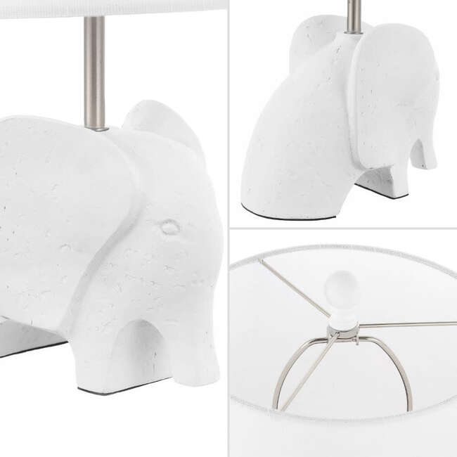 Koda 17.5" Eclectic Southwestern Resin/Iron Elephant LED Kids' Table Lamp, White - Lighting - 4