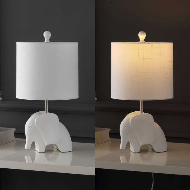 Koda 17.5" Eclectic Southwestern Resin/Iron Elephant LED Kids' Table Lamp, White - Lighting - 5