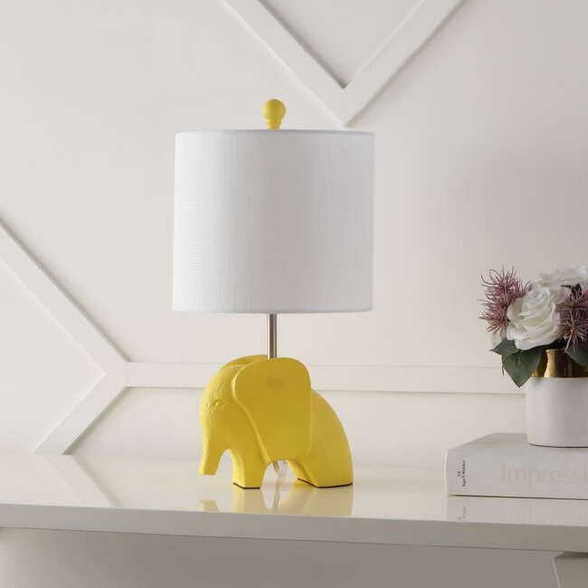 Koda 17.5" Eclectic Southwestern Resin/Iron Elephant LED Kids' Table Lamp, Yellow - Lighting - 7
