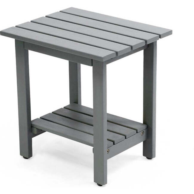 Kellie 16.1" Cottage Classic Slatted Solid Acacia Wood Indoor/Outdoor Side Table with Shelf, Gray