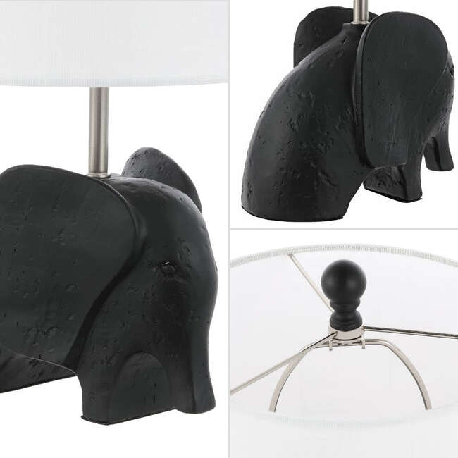 Koda 17.5" Eclectic Southwestern Resin/Iron Elephant LED Kids' Table Lamp, Black - Lighting - 4