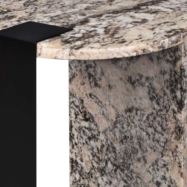 Lyra 20.66" Contemporary Natural Marble/Metal Handmade Round End Table, Ivory/Black - Accent Tables - 5