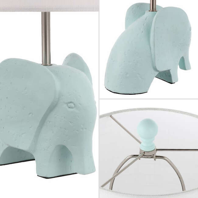 Koda 17.5" Eclectic Southwestern Resin/Iron Elephant LED Kids' Table Lamp, Turquoise - Lighting - 4