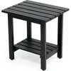 Kellie 16.1" Cottage Classic Slatted Solid Acacia Wood Indoor/Outdoor Side Table with Shelf, Black - Accent Tables - 1 - thumbnail