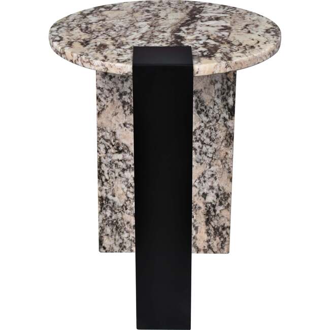Lyra 20.66" Contemporary Natural Marble/Metal Handmade Round End Table, Ivory/Black - Accent Tables - 6