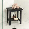 Kellie 16.1" Cottage Classic Slatted Solid Acacia Wood Indoor/Outdoor Side Table with Shelf, Black - Accent Tables - 4 - thumbnail
