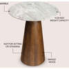Kaito 18" Rustic Minimalist Round Marble/Wood Accent Table, White Marble/Honey Wood - Accent Tables - 3