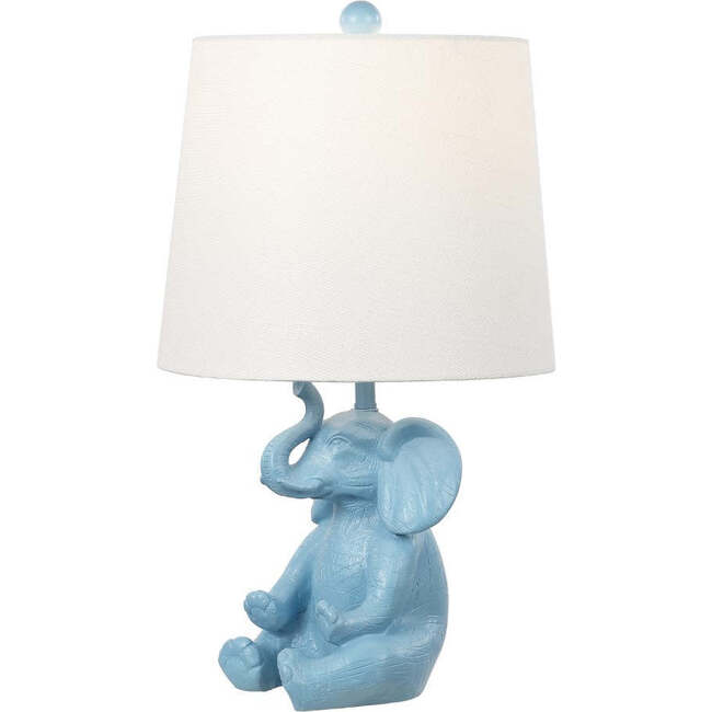 Kairi 21" Modern Shabby Chic Resin/Iron Happy Elephant LED Kids' Table Lamp with Phone Stand, Blue