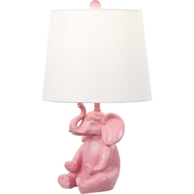 Kairi 21" Modern Shabby Chic Resin/Iron Happy Elephant LED Kids' Table Lamp with Phone Stand, Pink