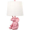 Kairi 21" Modern Shabby Chic Resin/Iron Happy Elephant LED Kids' Table Lamp with Phone Stand, Pink - Lighting - 1 - thumbnail