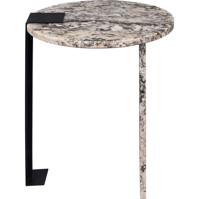 Lyra 20.66" Contemporary Natural Marble/Metal Handmade Round End Table, Ivory/Black - Accent Tables - 7