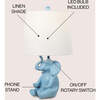 Kairi 21" Modern Shabby Chic Resin/Iron Happy Elephant LED Kids' Table Lamp with Phone Stand, Blue - Lighting - 2