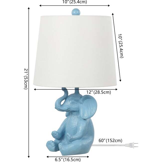 Kairi 21" Modern Shabby Chic Resin/Iron Happy Elephant LED Kids' Table Lamp with Phone Stand, Blue - Lighting - 3