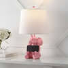 Kairi 21" Modern Shabby Chic Resin/Iron Happy Elephant LED Kids' Table Lamp with Phone Stand, Pink - Lighting - 6