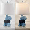 Kairi 21" Modern Shabby Chic Resin/Iron Happy Elephant LED Kids' Table Lamp with Phone Stand, Blue - Lighting - 5