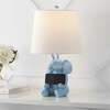 Kairi 21" Modern Shabby Chic Resin/Iron Happy Elephant LED Kids' Table Lamp with Phone Stand, Blue - Lighting - 6