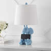 Kairi 21" Modern Shabby Chic Resin/Iron Happy Elephant LED Kids' Table Lamp with Phone Stand, Blue - Lighting - 7