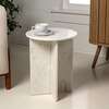Javier 17.75" Contemporary Natural Marble Handmade X-Shaped End Table, White - Accent Tables - 2