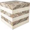 Felix 15.5" Contemporary Natural Marble Handmade Cube End Table, Beige/White/Gray - Accent Tables - 1 - thumbnail