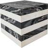 Felix 15.5" Contemporary Natural Marble Handmade Cube End Table, Black/White - Accent Tables - 1 - thumbnail