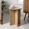 Javier 17.75" Contemporary Natural Marble Handmade X-Shaped End Table, Travertine - Accent Tables - 2
