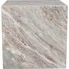 Felix 15" Contemporary Natural Marble Handmade Cube End Table, Gray/Beige - Accent Tables - 1 - thumbnail