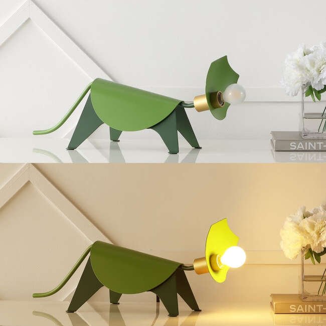 Gretchen 7.5" Modern Industrial Iron Triceratops LED Kids' Lamp, Green - Lighting - 5