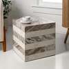Felix 15.5" Contemporary Natural Marble Handmade Cube End Table, Beige/White/Gray - Accent Tables - 2