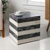 Felix 15.5" Contemporary Natural Marble Handmade Cube End Table, Black/White - Accent Tables - 2