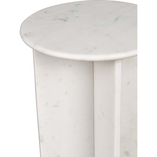 Javier 17.75" Contemporary Natural Marble Handmade X-Shaped End Table, White - Accent Tables - 4