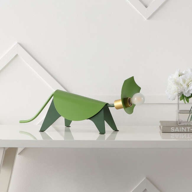 Gretchen 7.5" Modern Industrial Iron Triceratops LED Kids' Lamp, Green - Lighting - 7