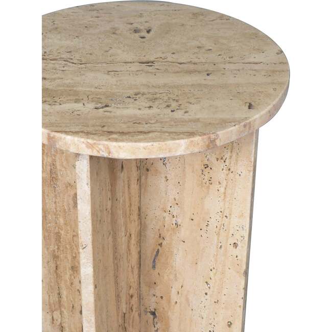 Javier 17.75" Contemporary Natural Marble Handmade X-Shaped End Table, Travertine - Accent Tables - 4