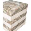 Felix 15.5" Contemporary Natural Marble Handmade Cube End Table, Beige/White/Gray - Accent Tables - 3