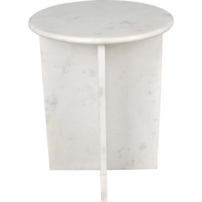 Javier 17.75" Contemporary Natural Marble Handmade X-Shaped End Table, White - Accent Tables - 5