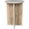 Javier 17.75" Contemporary Natural Marble Handmade X-Shaped End Table, Travertine - Accent Tables - 6