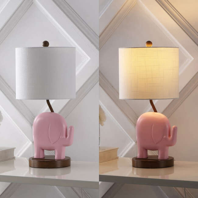 Ellie 20.25" Bohemian Designer Iron/Resin Elephant LED Kids' Table Lamp with Phone Stand and USB Charging Port, Pink - Lighting - 5