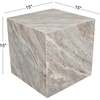 Felix 15" Contemporary Natural Marble Handmade Cube End Table, Gray/Beige - Accent Tables - 6