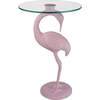 Blanche 25" Classic Mid-Century Glass Top Flamingo End Table, Pink - Accent Tables - 1 - thumbnail