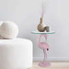 Blanche 25" Classic Mid-Century Glass Top Flamingo End Table, Pink - Accent Tables - 2 - thumbnail