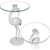 Blanche 25" Classic Mid-Century Glass Top Flamingo End Table, White - Accent Tables - 1 - thumbnail
